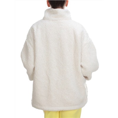 2568 WHITE Кофта плюшевая женская Тедди на синтепоне  (50 гр. синтепон) размер 52-54