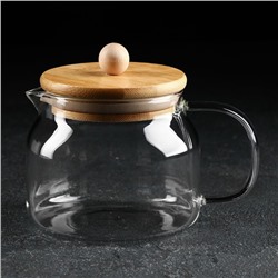 Чайник заварочный стеклянный с бамбуковой крышкой BellaTenero «Эко», 400 мл, 13,5×10×10,5 см