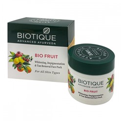 Biotique Bio Fruit Whitening, Depigmentaion & Tan Removal Face Pack 75g / Био Маска для Лица Отбеливающая, Против Темных Пятен Фруктовая 75г
