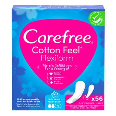 Carefree Slipeinlage Cotton Feel Flexiform mit Frischeduft, 56 St, Карефри Ежедневные прокладки Флексиформ с ароматом свежести, 56 шт, 50 упаковок, 2800 штук