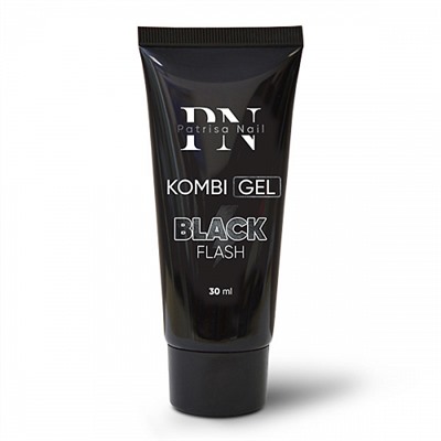 Patrisa Nail, Комби гель Black Flash с чёрным светоотражающим глиттером, 30 мл.