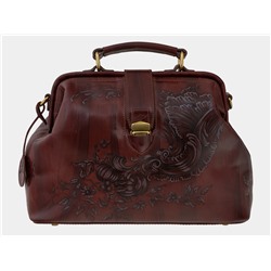 Коричневая кожаная сумка с росписью из натуральной кожи «W0023 Brown Рог изобилия»