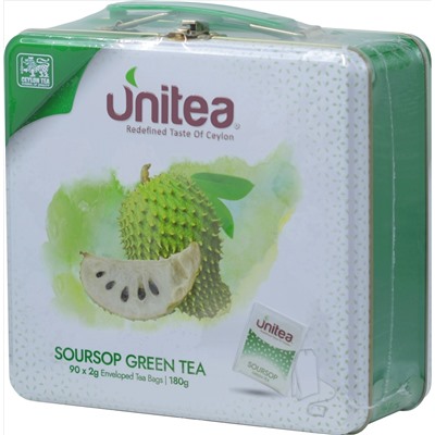 UNITEA. Soursop Green Tea 180 гр. жест.банка, 90 пак.