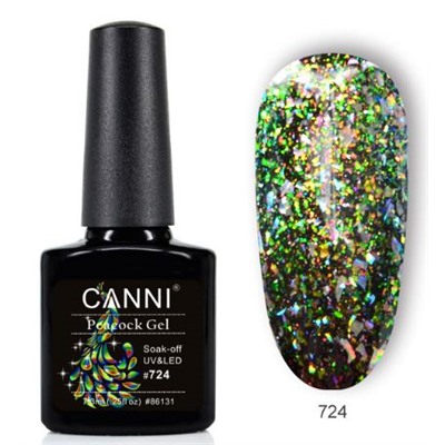 CANNI, гель-лак Павлин, Peacock gel №724