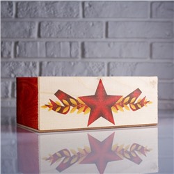 Кашпо деревянное 24.5×14.5×9 см Элегант "Красная звезда", МАССИВ СОСНЫ