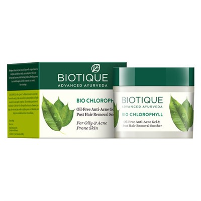 Biotique Bio Chlorophyll Oil-Free Anti-Acne Gel & Post Hair Removal Soother 50g / Био Гель Противоугревой и После Удаления Волос с Хлорофиллом 50г