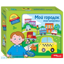 Развивающая игра-шнуровка из дерева "Мой городок" 89817, 89817