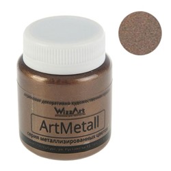 Краска акриловая Metallic 80 мл, WizzArt Золото коричнево-темное металлик WM5.80, морозостойкая