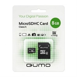 Нарушена упаковка!   QM8GMICSDHC4 Карты памяти Micro-SD (T-flash) QUMO Micro SDHC 08 Gb Class 4  + adapt C0042070