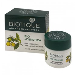 Biotique Bio Myristica Spot Correcting Anti-Acne Face Pack 15g / Био Маска для Лица Корректирующая Против Акне с Мускатом 15г