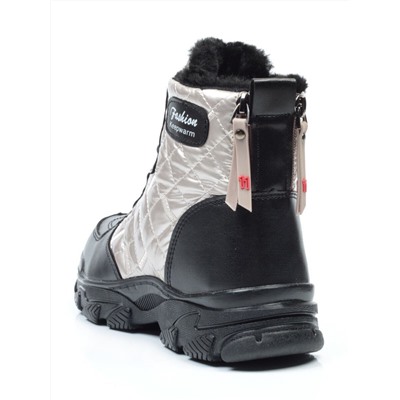 2221-4 BLACK Ботинки подростковые зимние (искусственные материалы) размер 39