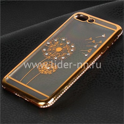 Задняя панель для iPhone7 Plus/8 Plus Силикон со стразами Одуванчик (золото)