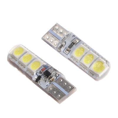 Автолампа светодиодная Cartage, T10 W5W, 12 В, 3 Вт, 6 SMD-5050, набор 2 шт