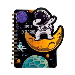 Блокнот на спирали (B6) "Space exploring, moon", black (13*18)