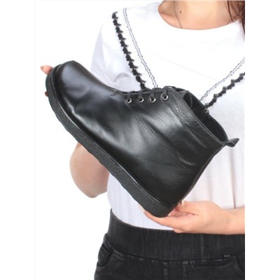 930-01 BLACK Ботинки зимние женские (натуральная кожа, натуральный мех) размер 37
