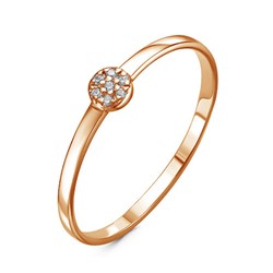 Золотое кольцо с бесцветными фианитами - 1031