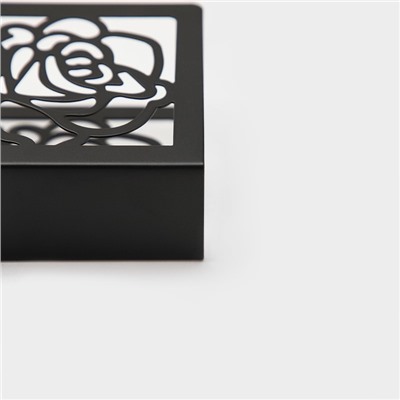 Салфетница Доляна «Цветы», 15×4×10 см, цвет чёрный