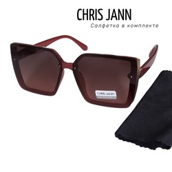 Очки солнцезащитные CHRIS JANN с салфеткой, женские, бордовые, 31930А-CJ0708, арт.219.086