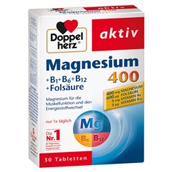 Doppelherz (Доппельхерц) aktiv Magnesium 400 + B1 + B6 + B12 + Folsaure Tabletten 30 шт
