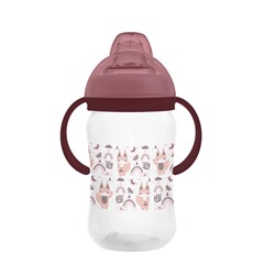 Бутылочка поильник "Fox"с силиконовым носиком и ручками, burgundy (270 ml)