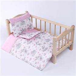 Кукольное постельное «Зайчата», х/б: простынь, одеяло 46 × 36 см, подушка 23 × 18 см