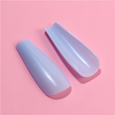 Накладные ногти, 24 шт, форма балерина, цвет голубой