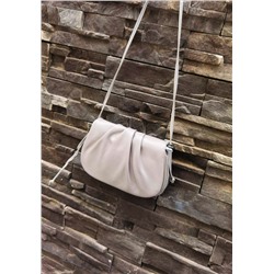 Женская сумка-седло из натуральной кожи, цвет серый