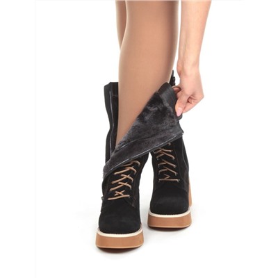 DMD-M7083 BLACK Ботинки зимние женские (натуральная замша, натуральный мех) размер 37