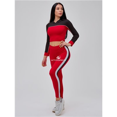 Женский всесезонный костюм для фитнеса красного цвета 21111Kr