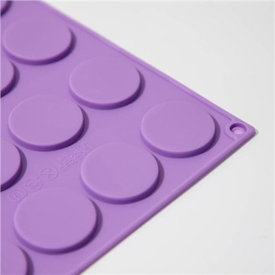 Форма для шоколада Доляна «Круг», силикон, 27,7×17,3×1 см, 24 ячейки (d=3,4 см), цвет МИКС