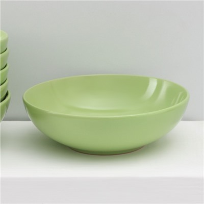 Набор тарелок керамических Доляна «Пастель», 18 предметов: 6 тарелок d=19 см, 6 тарелок d=27 см, 6 мисок d=19 см, цвет зелёный