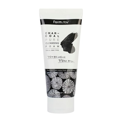 Очищающая пенка с древесным углем Charcoal Pure Cleansing Foam, FARMSTAY 180 мл