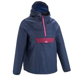 Куртка водонепроницаемая для походов для детей 7–15 лет темно-сине-розовая mh100 QUECHUA