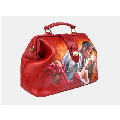 Красная кожаная сумка с росписью из натуральной кожи «W0023 Red Унесенные ветром»