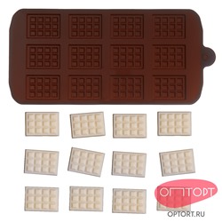 Форма силиконовая для шоколада «Плитки мини», 12 ячеек