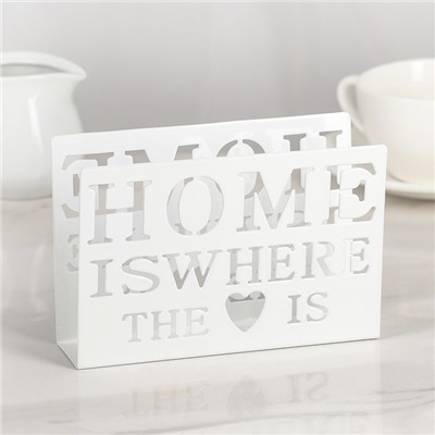 Салфетница Доляна «Дом здесь», 15×4×10 см, цвет белый