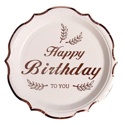 Тарелки бумажные «С днём рождения», в наборе 6 штук, цвет бронзовый