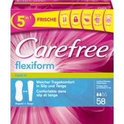 Carefree Прокладки ежедневные flexiform fresh, 58 шт
