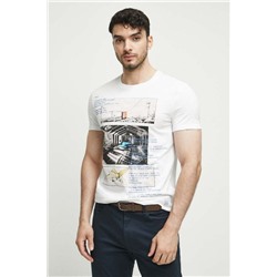 T-shirt bawełniany męski - Kolekcja jubileuszowa. 2023 Rok Wisławy Szymborskiej x Medicine, kolor biały