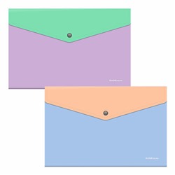Папка-конверт с кнопкой ERICH KRAUSE "Matt Pastel Bloom", А4, до 120 листов, с карманом, ассорти, 0,18 мм, 61149