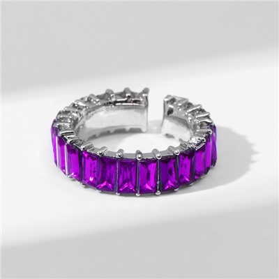 Кольцо «Тренд» параллель, цвет фиолетовый в серебре, безразмерное (от 17 размера)