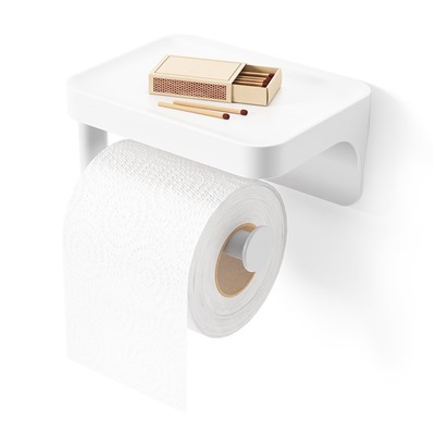Держатель для туалетной бумаги с полкой Flex Adhesive, белый