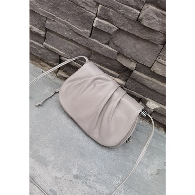 Женская сумка-седло из натуральной кожи, цвет серый