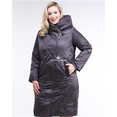 Женская зимняя классика куртка большого размера темно-серого цвета 105-917_58TC