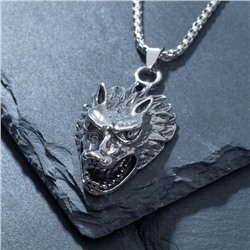Кулон-амулет "Помпеи" волк, цвет чернёное серебро, 70 см