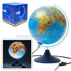 Глобус Земли физико-политический  250мм с подсветкой Классик  Евро