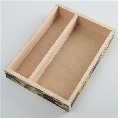 Кашпо деревянное 25.5×20×5 см "Камуфляж", хакки