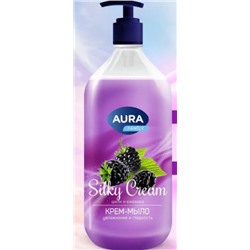 AURA Крем-мыло," Silky Cream", Шелк и ежевика, 1000 мл