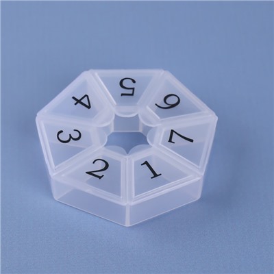 Таблетница «Цифры», 7,5 × 7,5 × 2 см, 7 секций, цвет белый