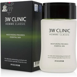 3W Clinic Homme Classic Essential Skin - Мужской увлажняющий тонер для лица, 150мл.,
